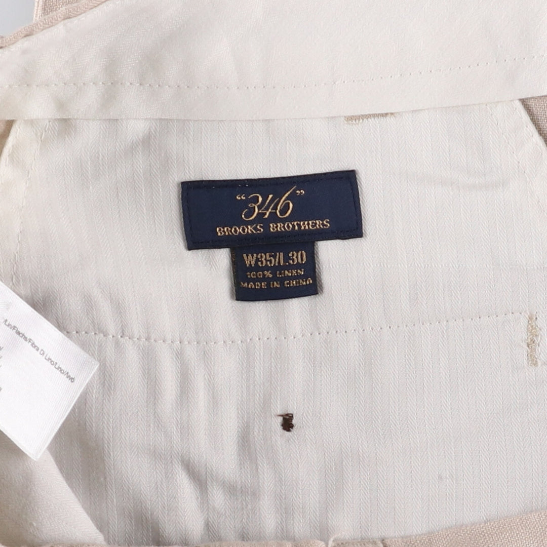 Brooks Brothers 346 Linen Pants, Men's Size 35 (equivalent to a W35) linen Beige type Vintage Second Hand