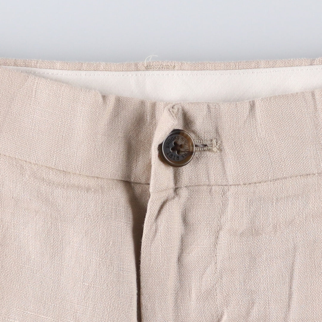 Brooks Brothers 346 Linen Pants, Men's Size 35 (equivalent to a W35) linen Beige type Vintage Second Hand