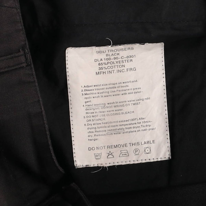 Civilian MFH Military Cargo Pants Men's Size W35 polyester black type Vintage Second Hand