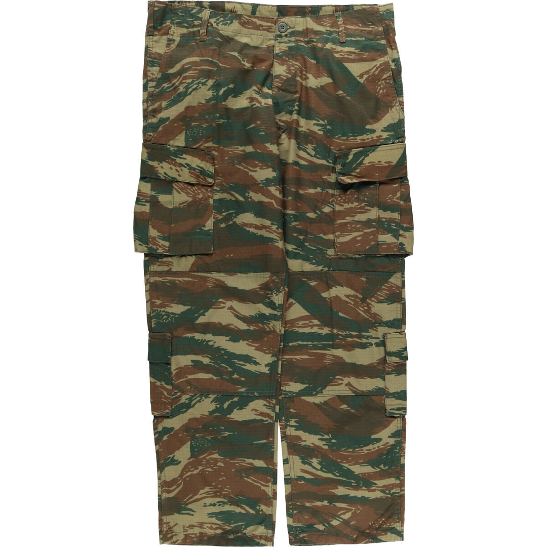 Greek Army Camouflage Pattern Lizard Camo Ripstop Military Cargo Pants M Men's W37 equivalent polyester Khaki type Vintage Second Hand