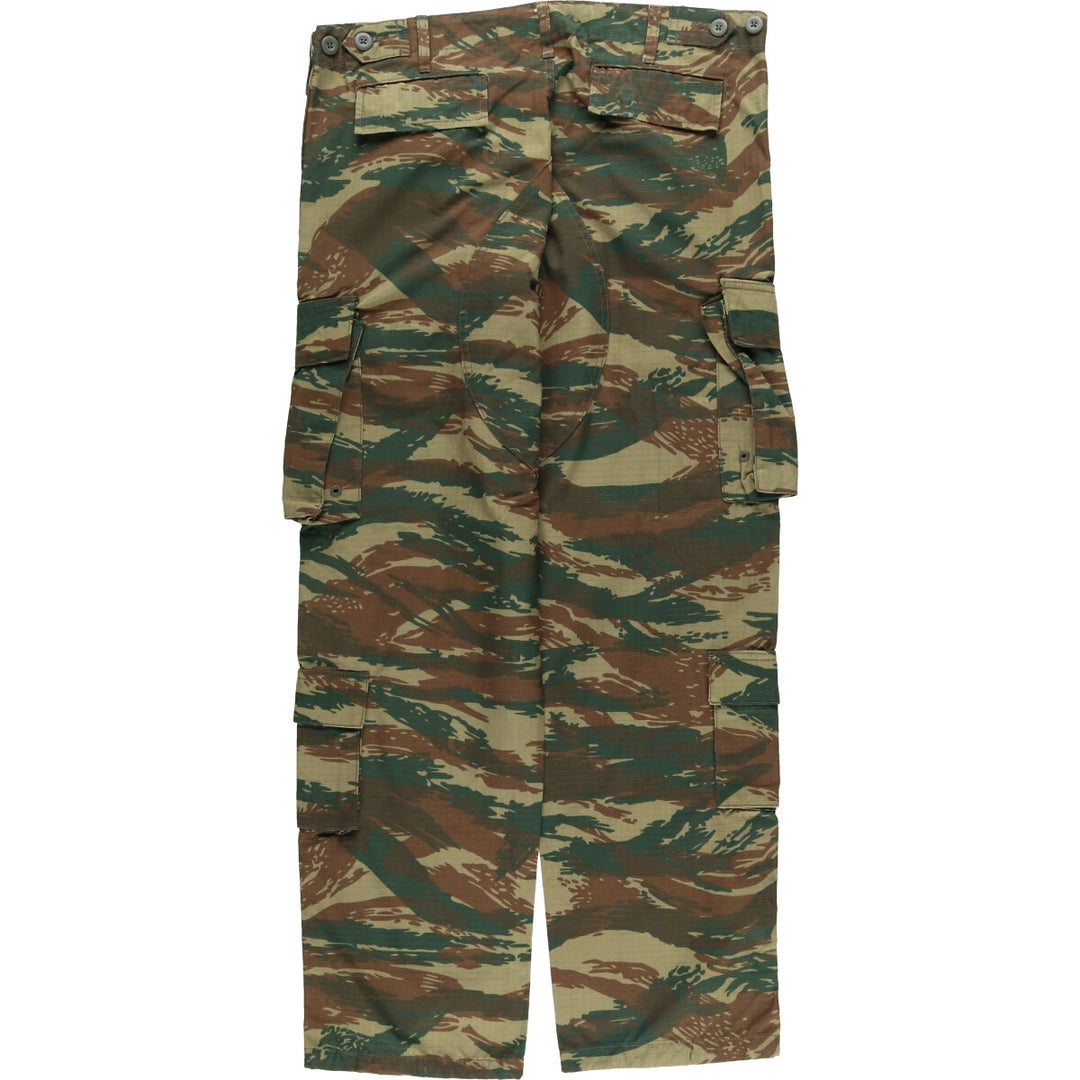 Greek Army Camouflage Pattern Lizard Camo Ripstop Military Cargo Pants M Men's W37 equivalent polyester Khaki type Vintage Second Hand