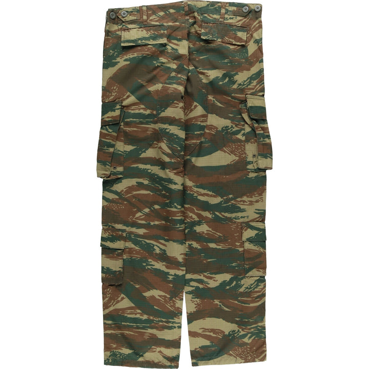 Greek Army Camouflage Pattern Lizard Camo Ripstop Military Cargo Pants M Men's W37 equivalent polyester Khaki type Vintage Second Hand