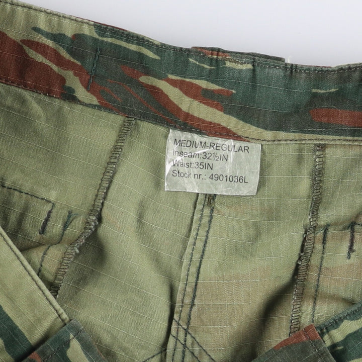 Camouflage Ripstop Military Cargo Pants, Medium-Regular, Men's Size 37 polyester Khaki type Vintage Second Hand
