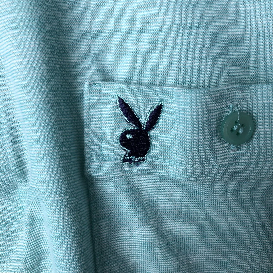 Playboy short sleeve polo shirt, women's size M polyester Blue type light blue Vintage Second Hand