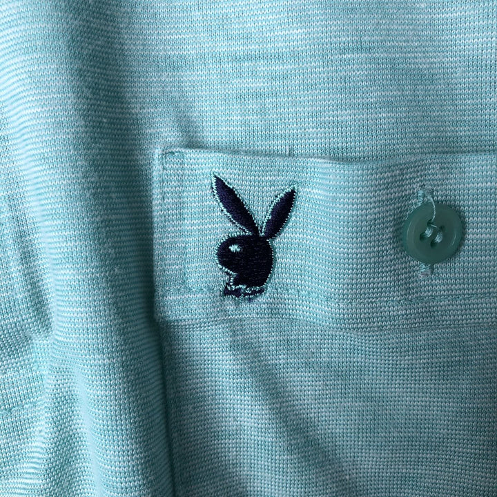 Playboy short sleeve polo shirt, women's size M polyester Blue type light blue Vintage Second Hand