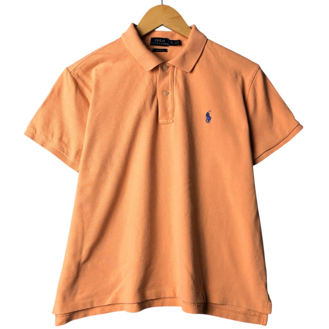 Ralph Lauren POLO RALPH LAUREN CLASSIC FIT short sleeve polo shirt for women, size XL cotton orange type Vintage Second Hand