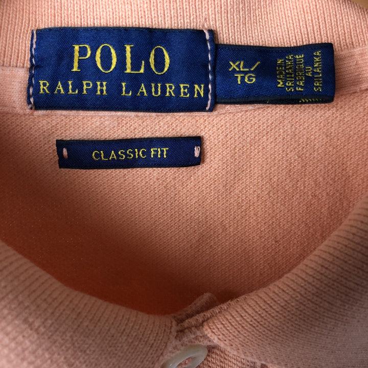 Ralph Lauren POLO RALPH LAUREN CLASSIC FIT short sleeve polo shirt for women, size XL cotton orange type Vintage Second Hand