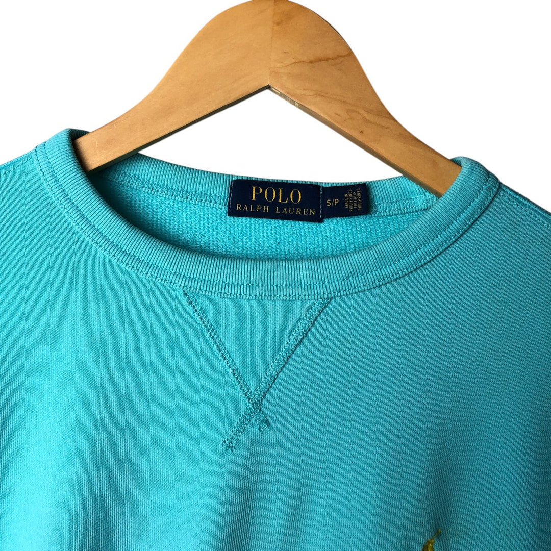 Ralph Lauren POLO RALPH LAUREN One-point logo sweatshirt, sweatshirt, men's size S cotton Blue type light blue Vintage Second Hand