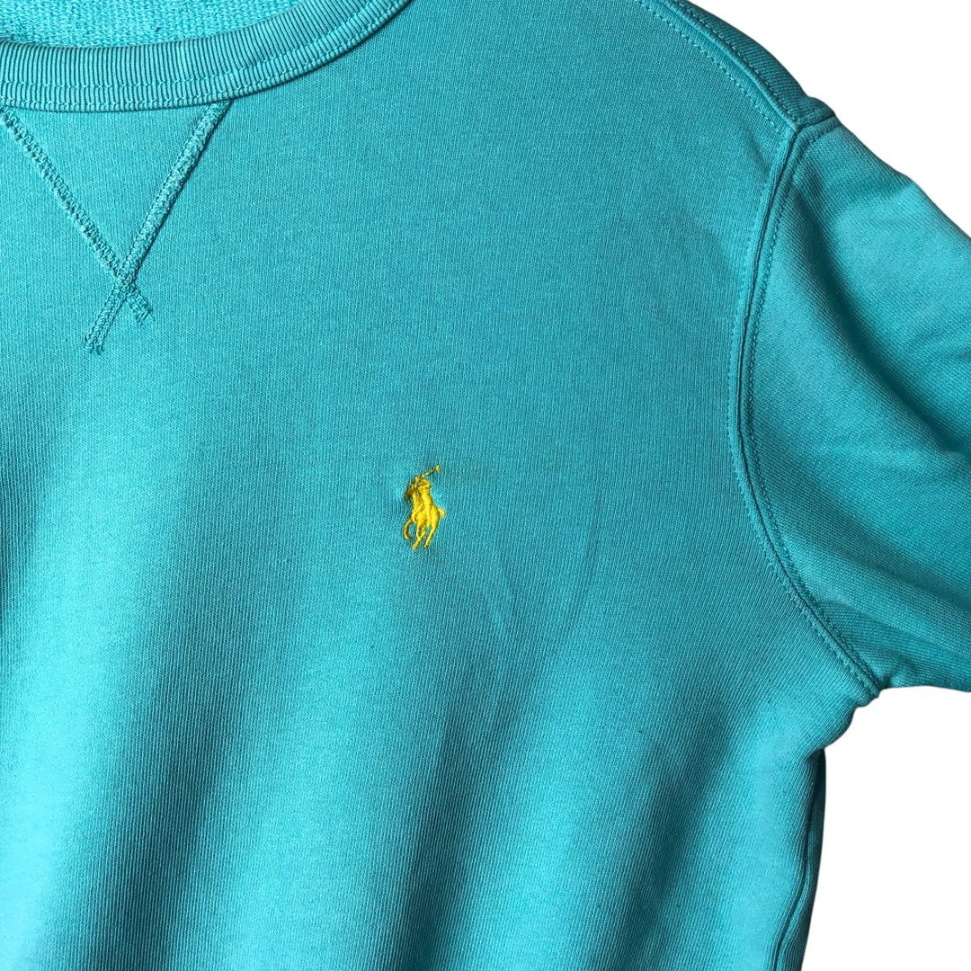 Ralph Lauren POLO RALPH LAUREN One-point logo sweatshirt, sweatshirt, men's size S cotton Blue type light blue Vintage Second Hand