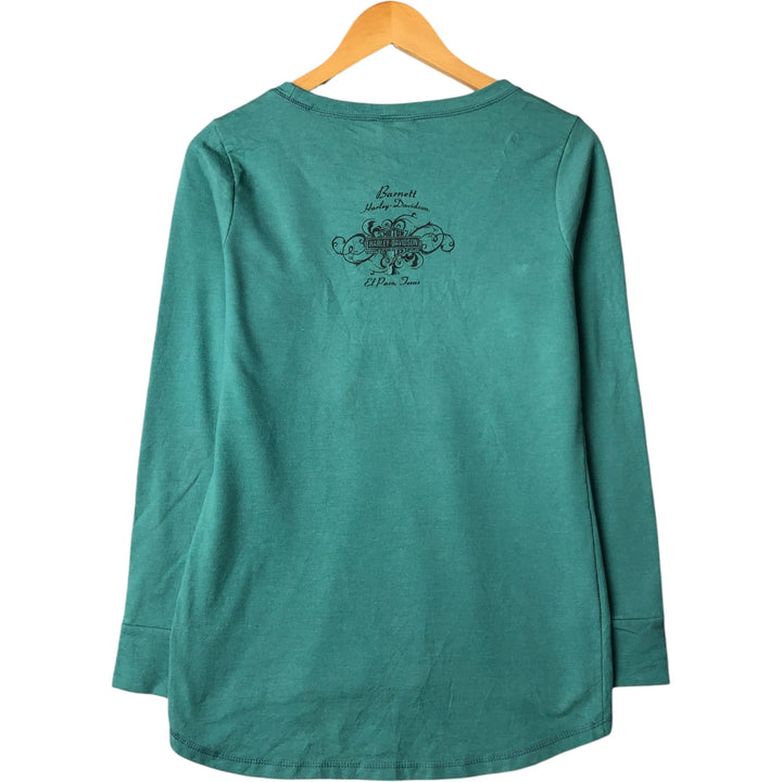 Harley-Davidson Long Sleeve T-Shirt for Women (Size XS) cotton turquoise blue Vintage Second Hand