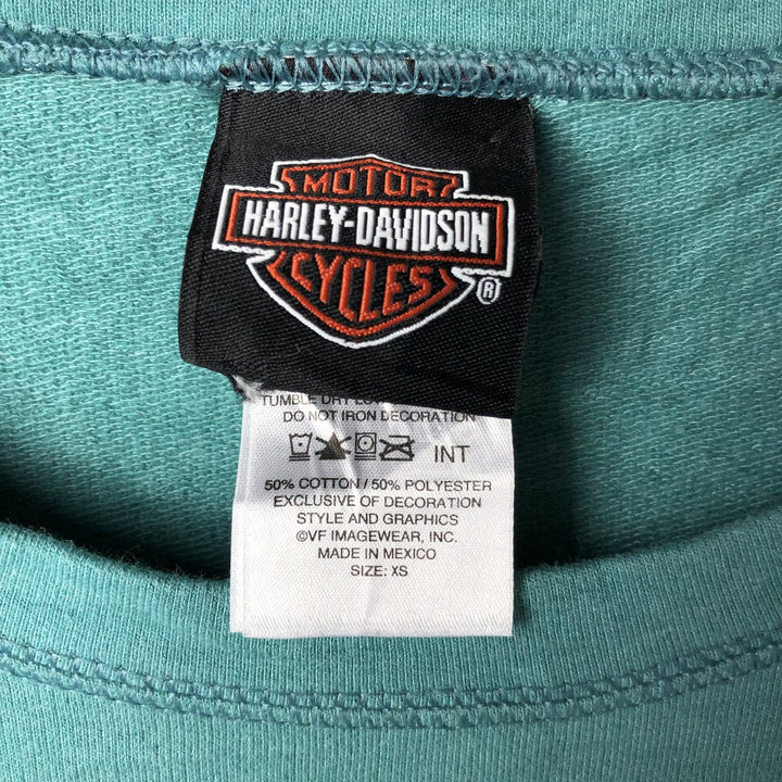 Harley-Davidson Long Sleeve T-Shirt for Women (Size XS) cotton turquoise blue Vintage Second Hand