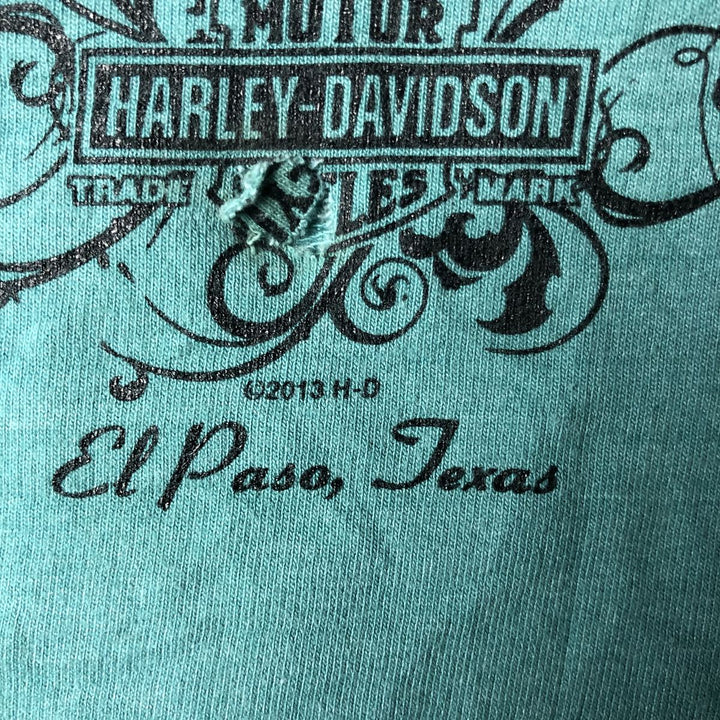 Harley-Davidson Long Sleeve T-Shirt for Women (Size XS) cotton turquoise blue Vintage Second Hand
