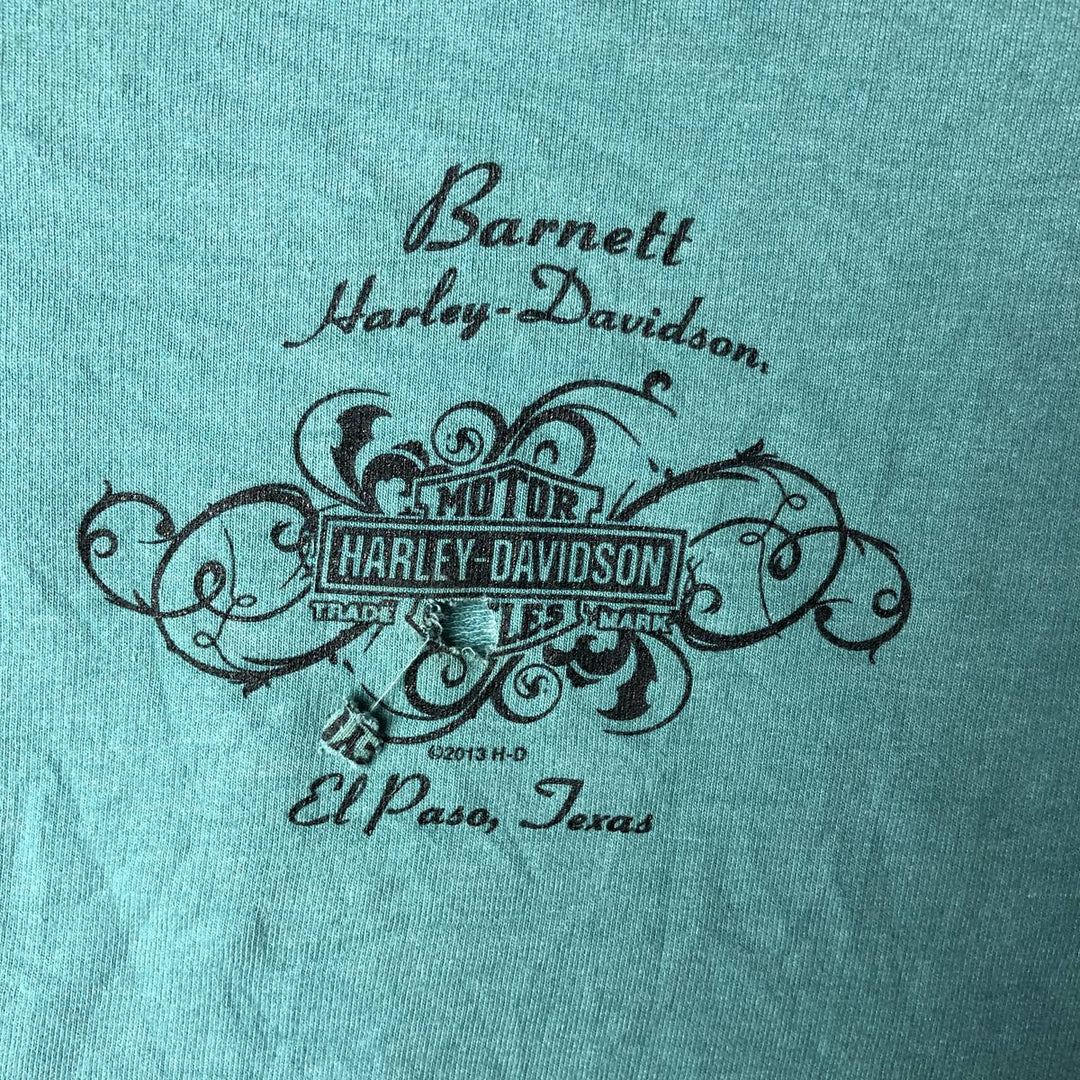 Harley-Davidson Long Sleeve T-Shirt for Women (Size XS) cotton turquoise blue Vintage Second Hand