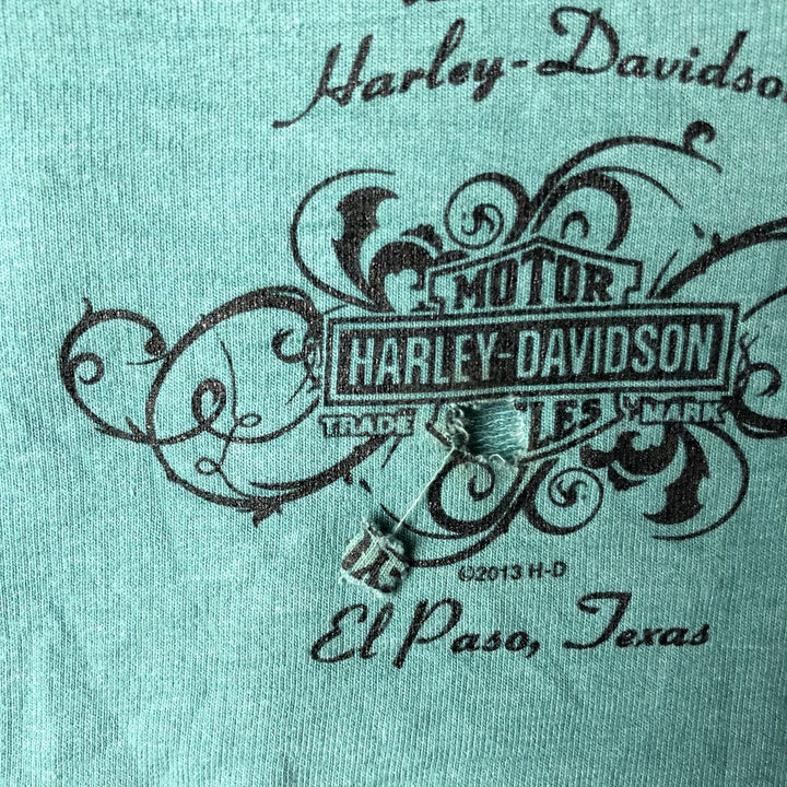 Harley-Davidson Long Sleeve T-Shirt for Women (Size XS) cotton turquoise blue Vintage Second Hand