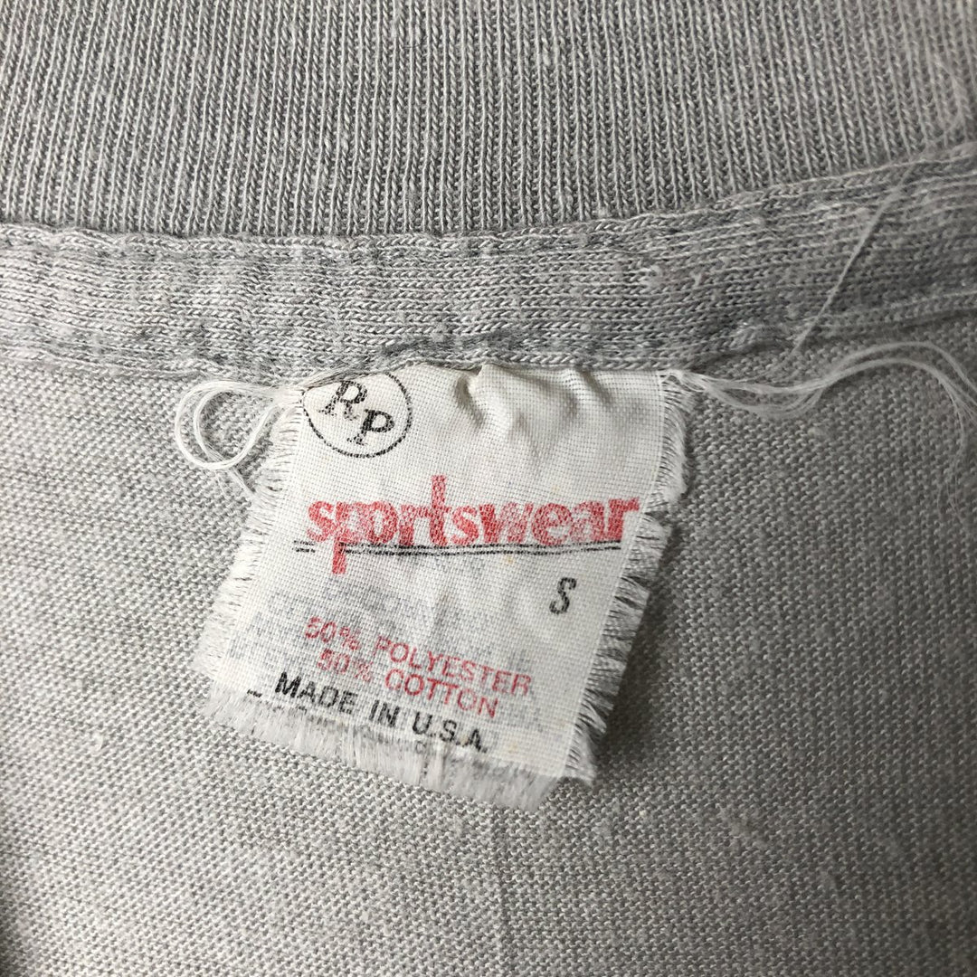 Vintage 80'S SPORTSWEAR printed T-shirt made in the USA, size S for women polyester gray type Vintage Second Hand