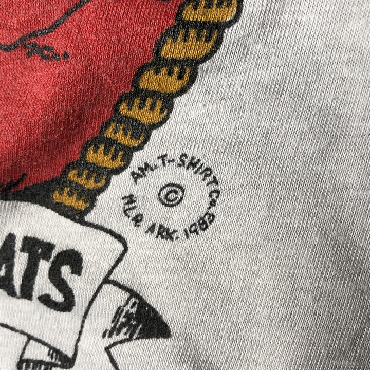 Vintage 80'S SPORTSWEAR printed T-shirt made in the USA, size S for women polyester gray type Vintage Second Hand