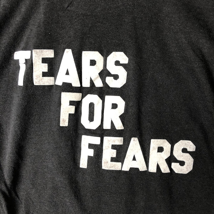 80'S Steadman Tears for Fears back print band t-shirt, band tee, made in USA, men's size S, vintage polyester black type Vintage Second Hand