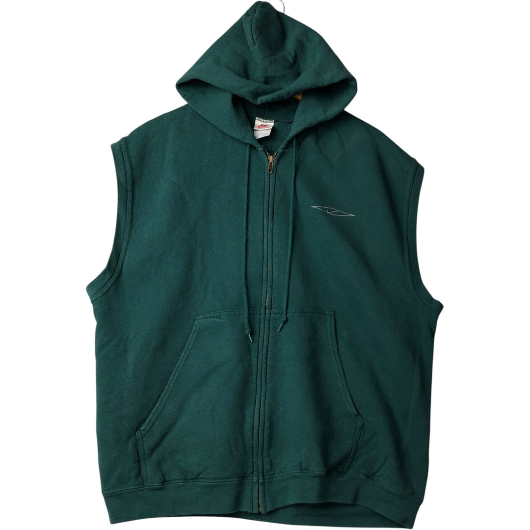 90'S Vintage Nike Hoodie Vest, Made in USA, Men's Size L cotton Green type dark green Vintage Second Hand