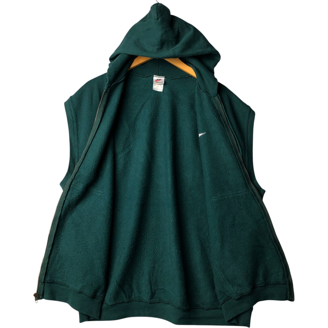 90'S Vintage Nike Hoodie Vest, Made in USA, Men's Size L cotton Green type dark green Vintage Second Hand