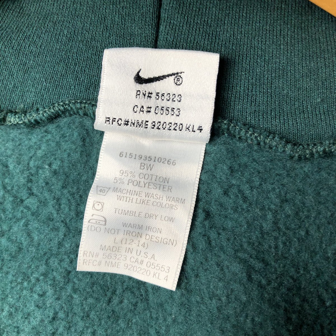 90'S Vintage Nike Hoodie Vest, Made in USA, Men's Size L cotton Green type dark green Vintage Second Hand