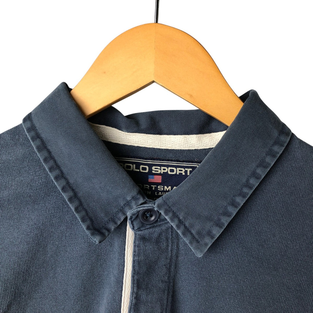 Vintage 90'S Ralph Lauren Polo Sportsman long-sleeved polo shirt, men's size XL cotton navy blue type Vintage Second Hand