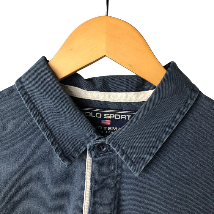 Vintage 90'S Ralph Lauren Polo Sportsman long-sleeved polo shirt, men's size XL cotton navy blue type Vintage Second Hand