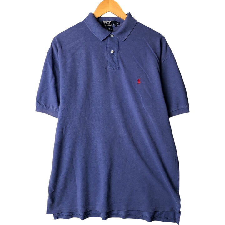 90'S Ralph Lauren POLO by Ralph Lauren short sleeve polo shirt made in USA, men's XL size, vintage cotton purple type Vintage Second Hand