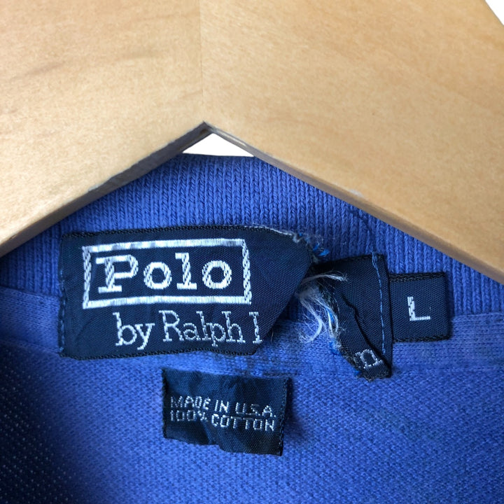 90'S Ralph Lauren POLO by Ralph Lauren short sleeve polo shirt made in USA, men's XL size, vintage cotton purple type Vintage Second Hand