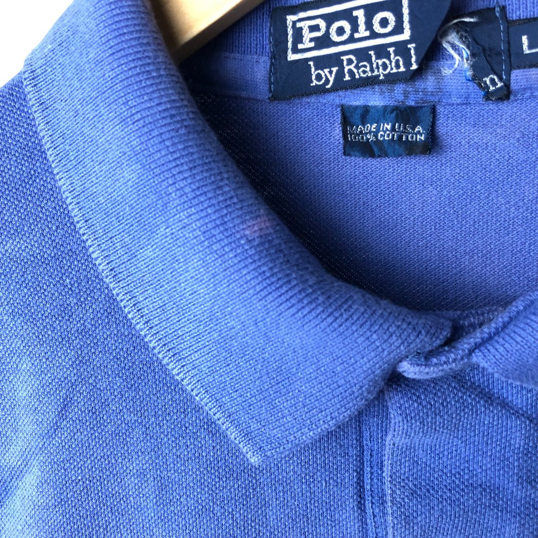 90'S Ralph Lauren POLO by Ralph Lauren short sleeve polo shirt made in USA, men's XL size, vintage cotton purple type Vintage Second Hand