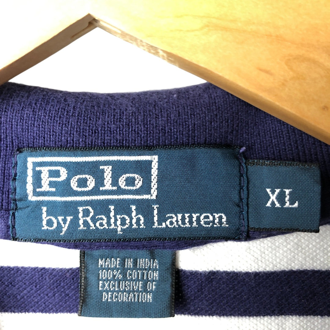 Ralph Lauren POLO by Ralph Lauren short sleeve striped polo shirt, men's size L cotton white type Vintage Second Hand