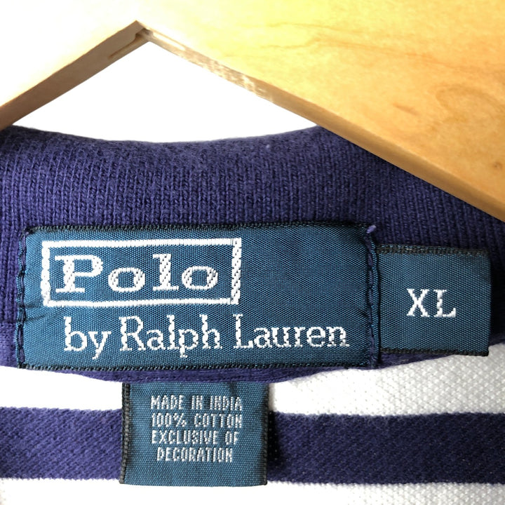 Ralph Lauren POLO by Ralph Lauren short sleeve striped polo shirt, men's size L cotton white type Vintage Second Hand