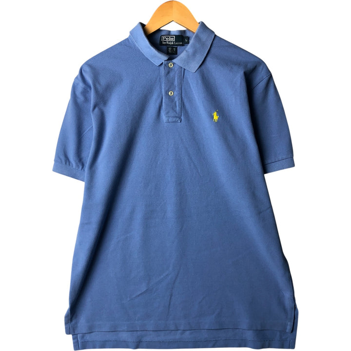 Ralph Lauren POLO RALPH LAUREN short sleeve polo shirt men's size L cotton Blue type light blue Vintage Second Hand