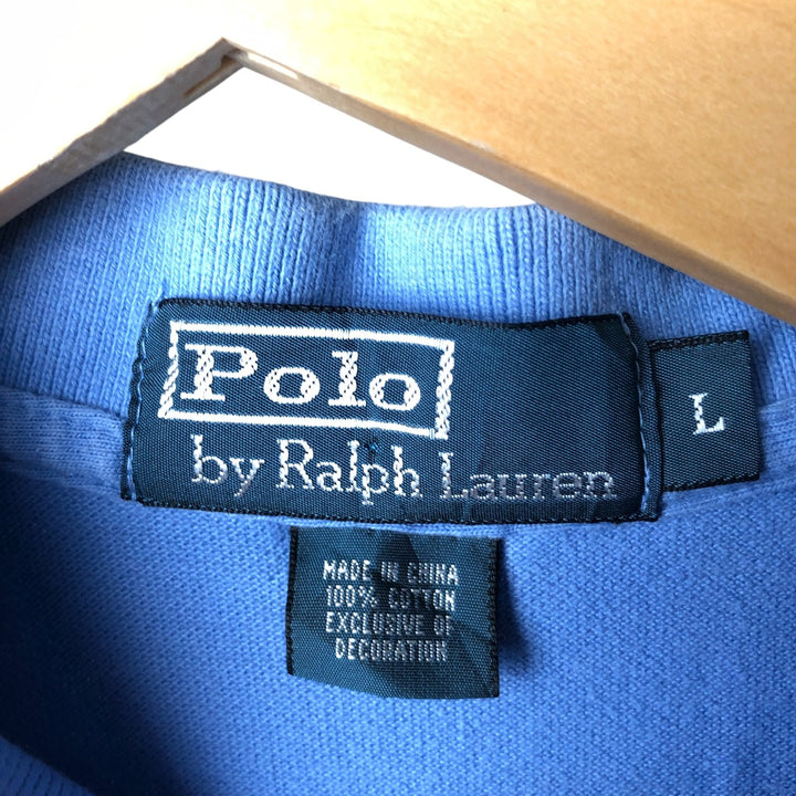Ralph Lauren POLO RALPH LAUREN short sleeve polo shirt men's size L cotton Blue type light blue Vintage Second Hand