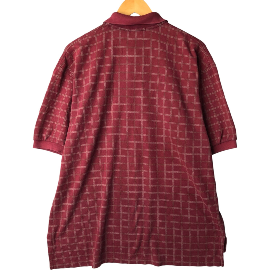 Ralph Lauren POLO by Ralph Lauren Check Pattern Short Sleeve Polo Shirt, Men's XL cotton wine-red Vintage Second Hand
