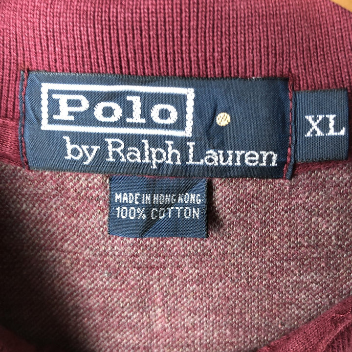 Ralph Lauren POLO by Ralph Lauren Check Pattern Short Sleeve Polo Shirt, Men's XL cotton wine-red Vintage Second Hand