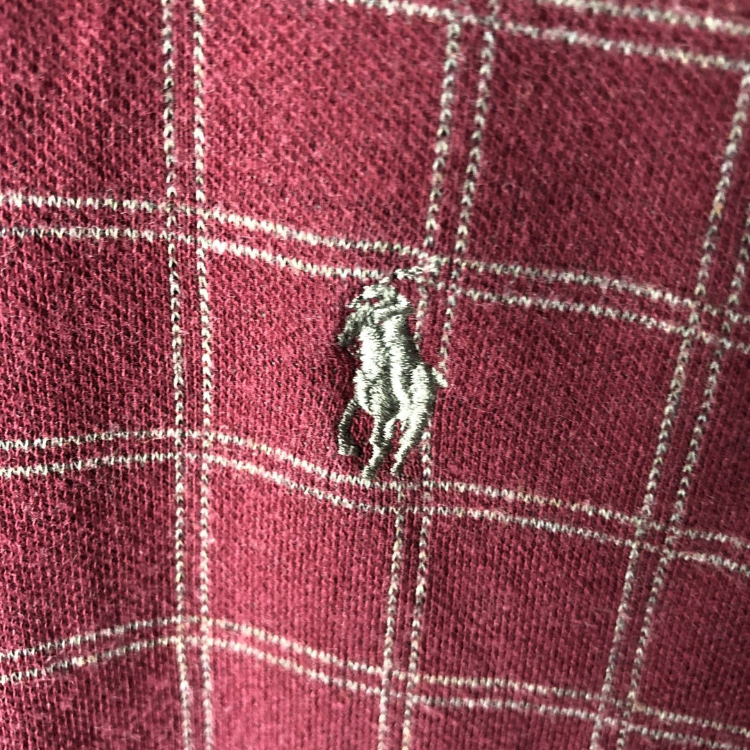 Ralph Lauren POLO by Ralph Lauren Check Pattern Short Sleeve Polo Shirt, Men's XL cotton wine-red Vintage Second Hand