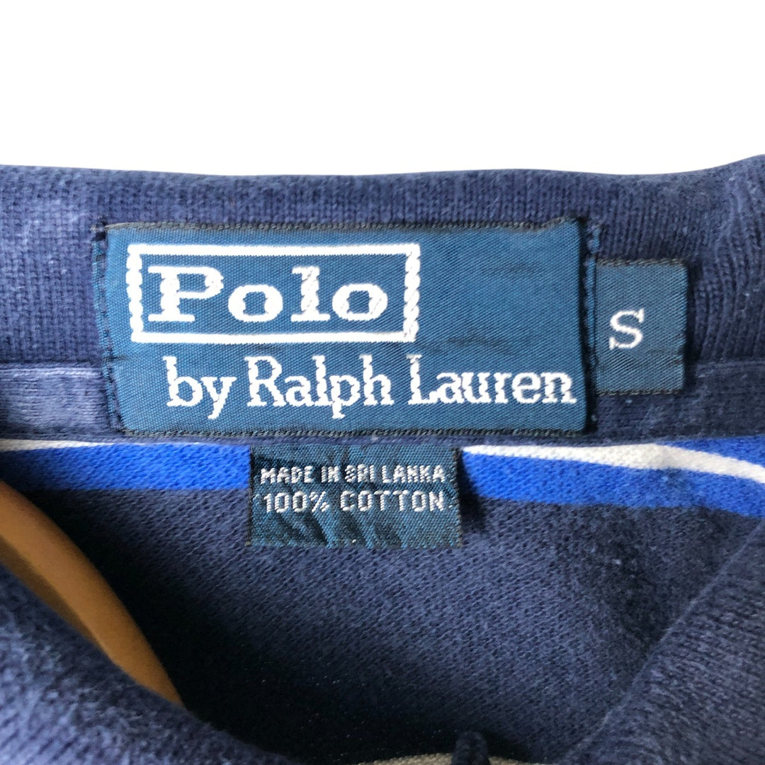 Ralph Lauren POLO by Ralph Lauren short sleeve striped polo shirt, size S for men cotton navy blue type Vintage Second Hand