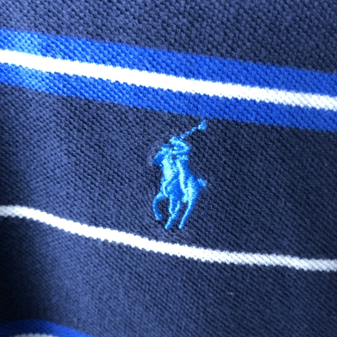 Ralph Lauren POLO by Ralph Lauren short sleeve striped polo shirt, size S for men cotton navy blue type Vintage Second Hand