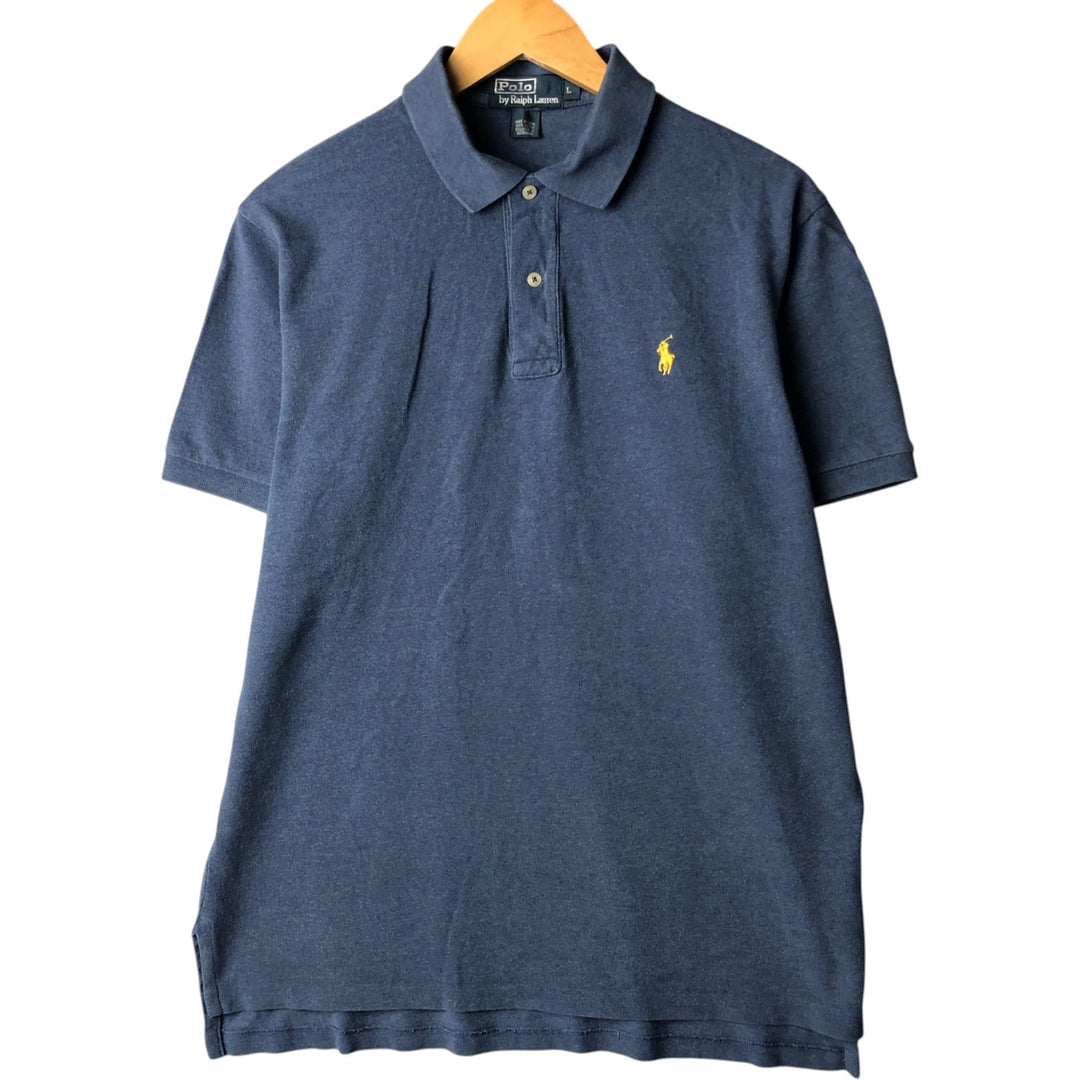 Ralph Lauren POLO RALPH LAUREN short sleeve polo shirt men's size L cotton navy blue type Vintage Second Hand