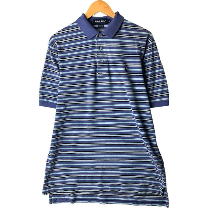 Ralph Lauren POLO GOLF Polo Golf short sleeve striped polo shirt men's size M cotton purple type Vintage Second Hand