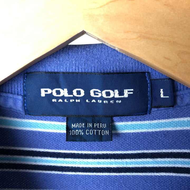 Ralph Lauren POLO GOLF Polo Golf short sleeve striped polo shirt men's size M cotton purple type Vintage Second Hand