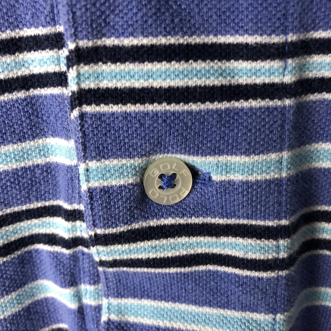 Ralph Lauren POLO GOLF Polo Golf short sleeve striped polo shirt men's size M cotton purple type Vintage Second Hand