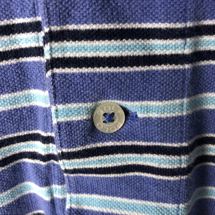 Ralph Lauren POLO GOLF Polo Golf short sleeve striped polo shirt men's size M cotton purple type Vintage Second Hand