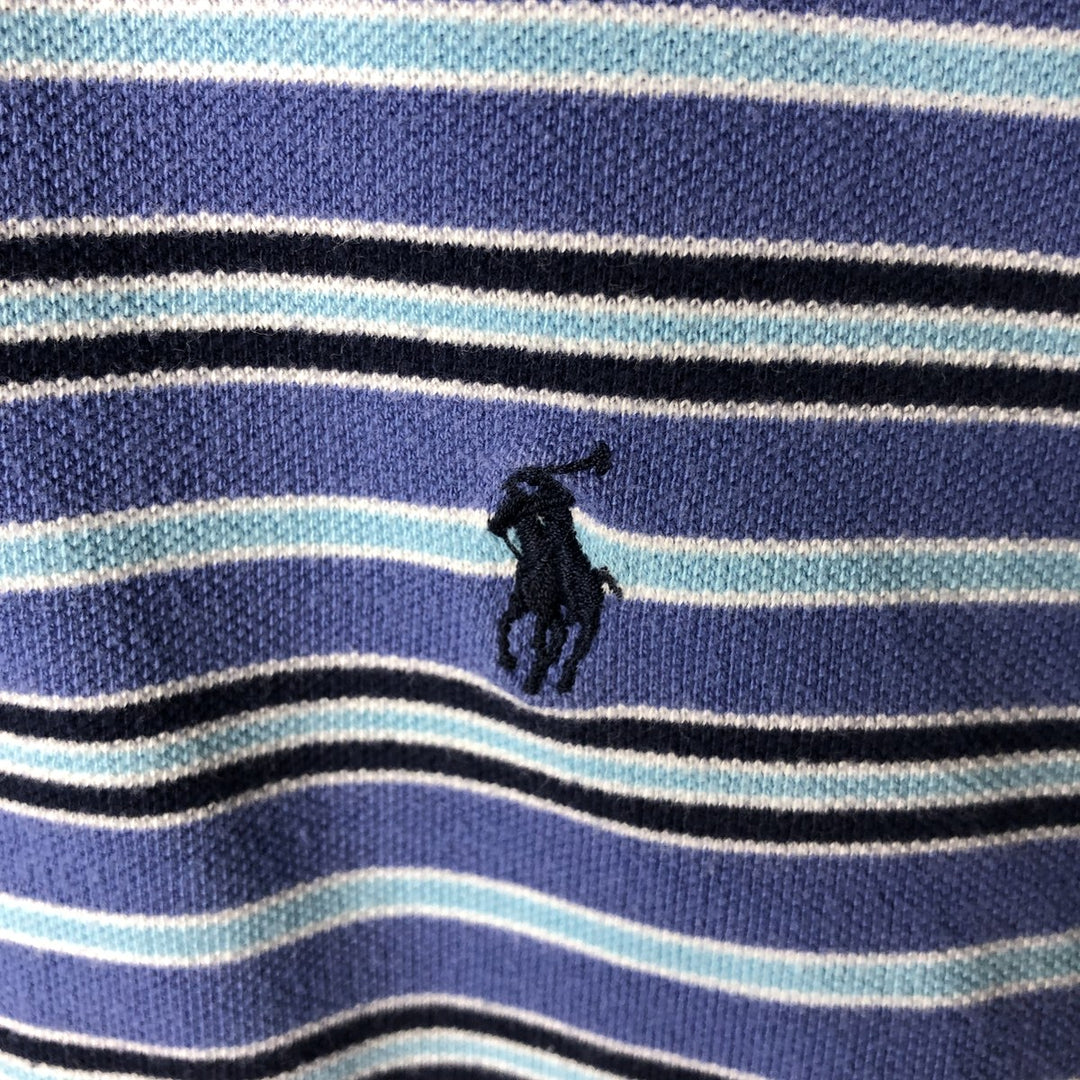 Ralph Lauren POLO GOLF Polo Golf short sleeve striped polo shirt men's size M cotton purple type Vintage Second Hand