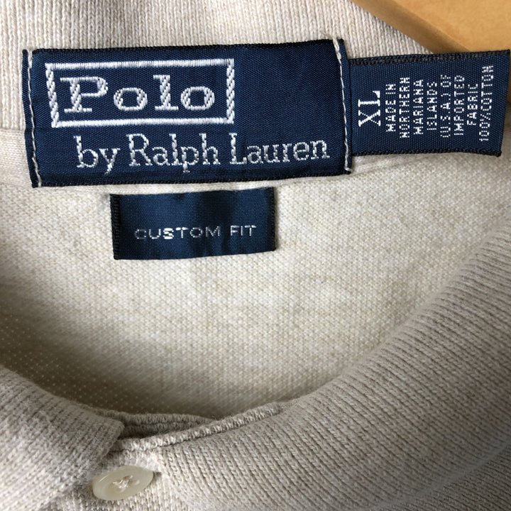 Ralph Lauren POLO RALPH LAUREN CUSTOM FIT short sleeve polo shirt men's size L cotton Beige type Vintage Second Hand