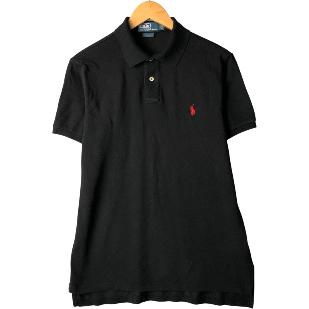 Ralph Lauren POLO by Ralph Lauren COSTOM FIT short sleeve polo shirt, men's size L cotton black type Vintage Second Hand