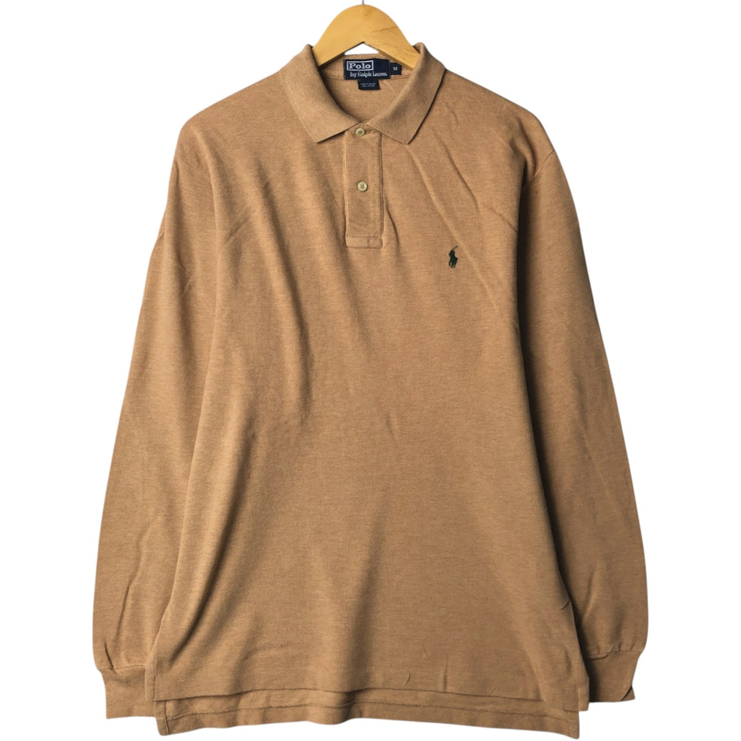 Ralph Lauren POLO by Ralph Lauren long sleeve polo shirt, men's size M cotton orange type Vintage Second Hand