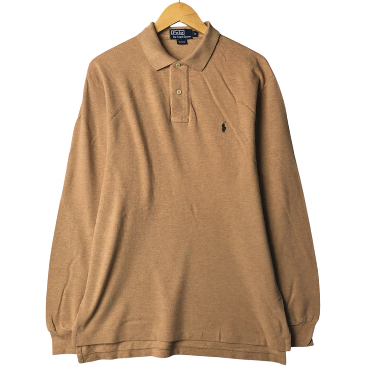 Ralph Lauren POLO by Ralph Lauren long sleeve polo shirt, men's size M cotton orange type Vintage Second Hand