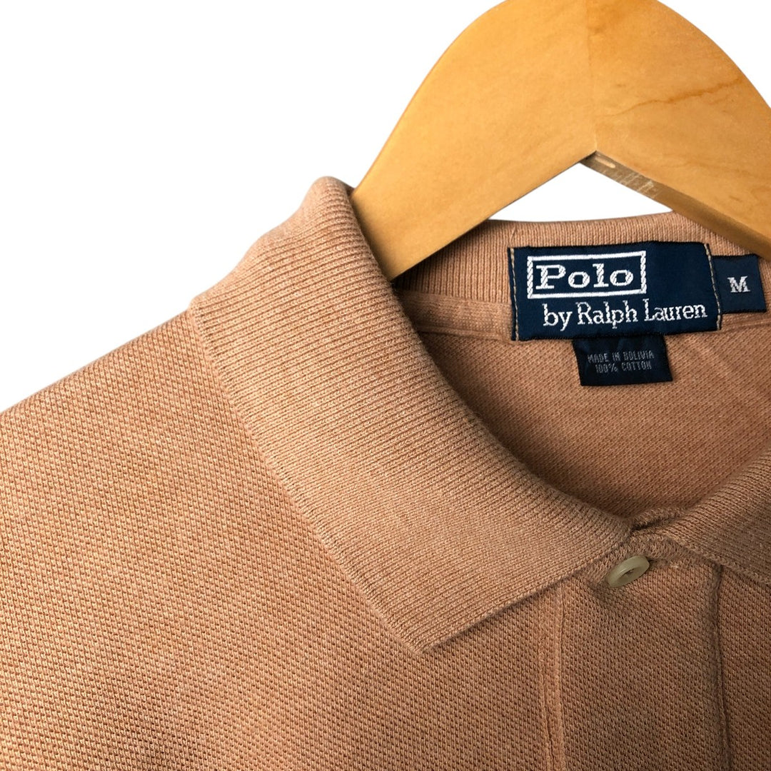 Ralph Lauren POLO by Ralph Lauren long sleeve polo shirt, men's size M cotton orange type Vintage Second Hand