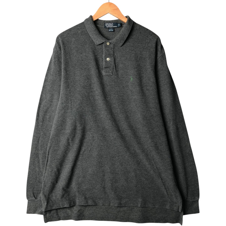 Ralph Lauren POLO by Ralph Lauren long sleeve polo shirt, men's XL size cotton gray type Vintage Second Hand